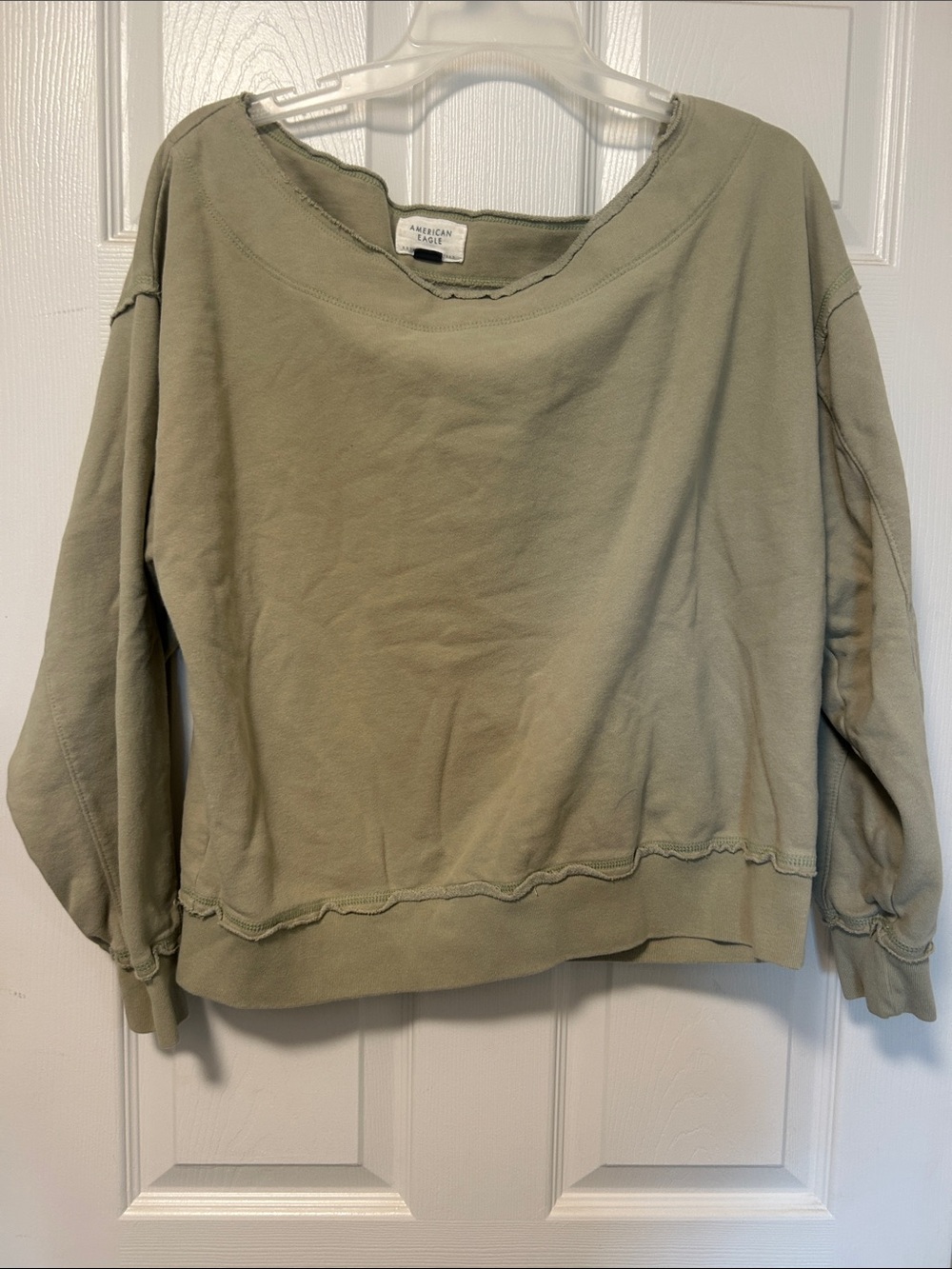 American Eagle Outfitters Olive Green Off the Shoulder Sweatshirt